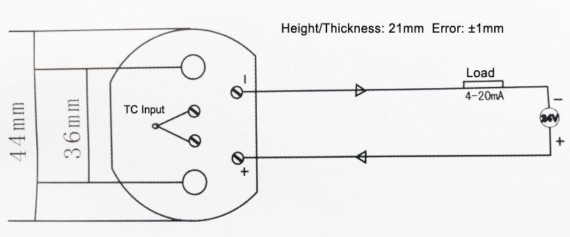 Thermocouple to 4-20mA Output Coverter Wiring Circuit