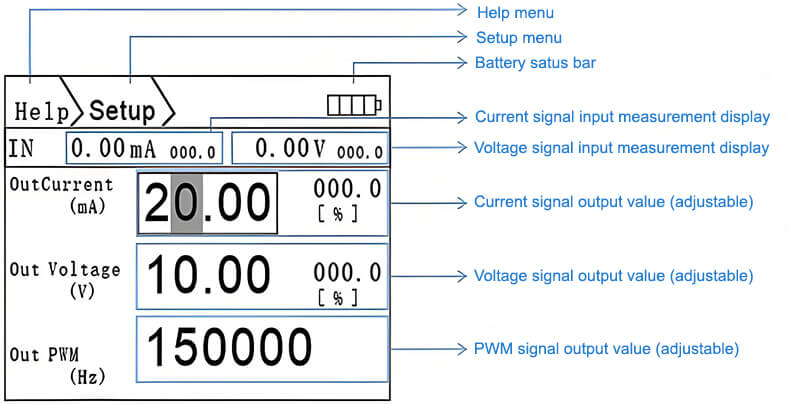 BRT-SG08 signal generator menu functions