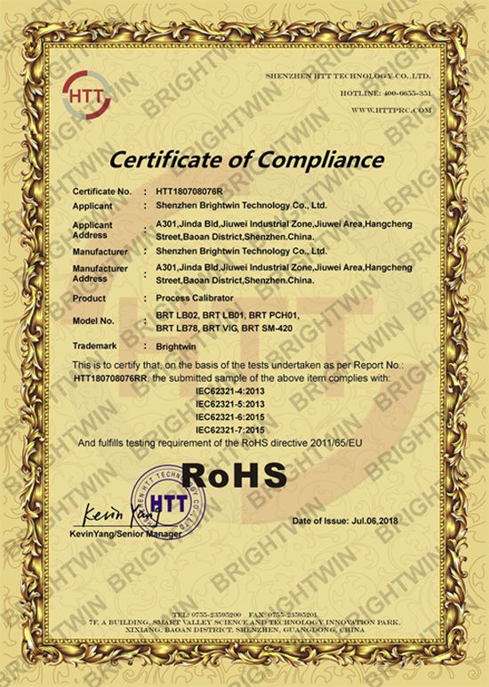BRIGHTWIN ROHS Certification
